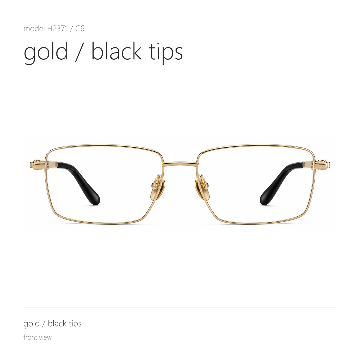 Model H2371 in gold / black tips, front view