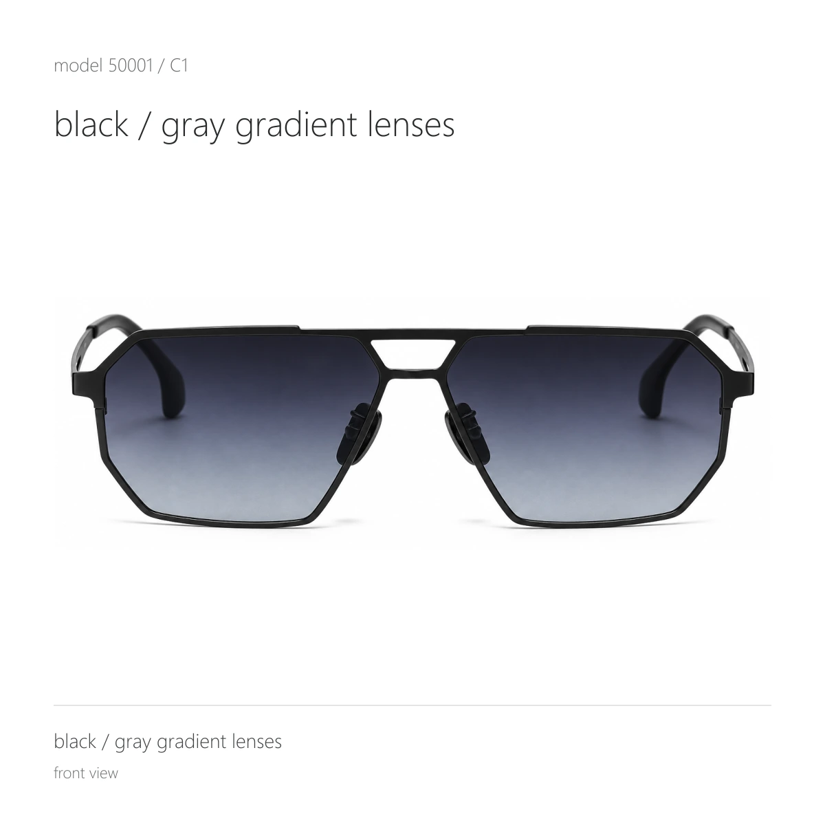 Model 50001 in black / gray gradient lenses, front view
