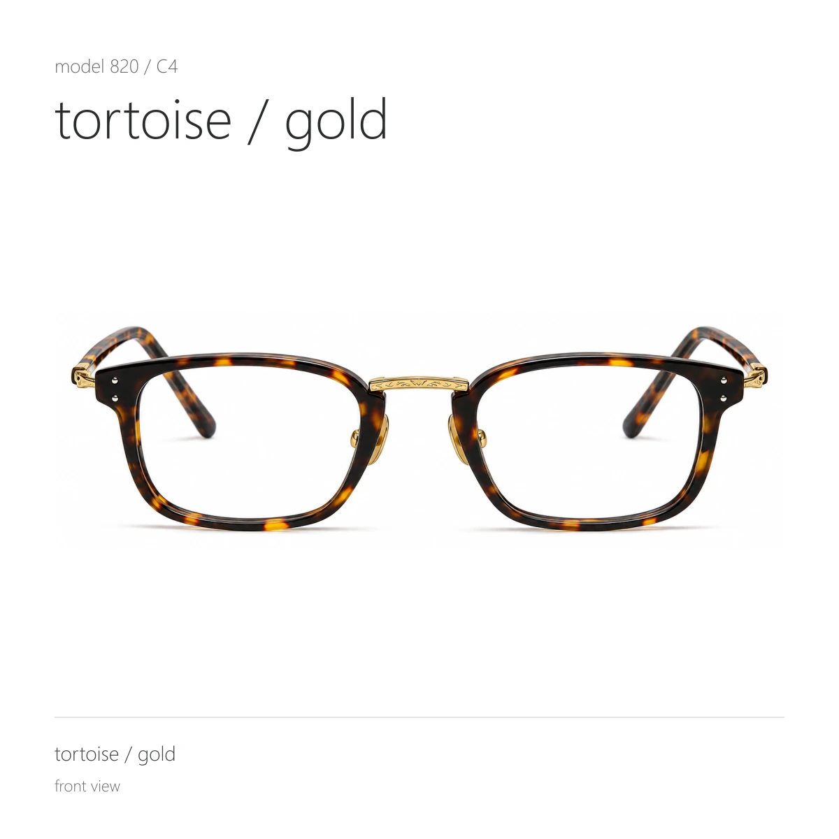 Model 820 in tortoise / gold, front view
