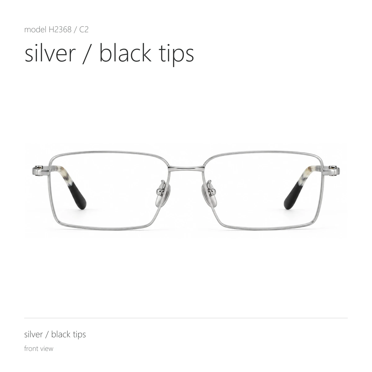 Model H2368 in silver / black tips, front view
