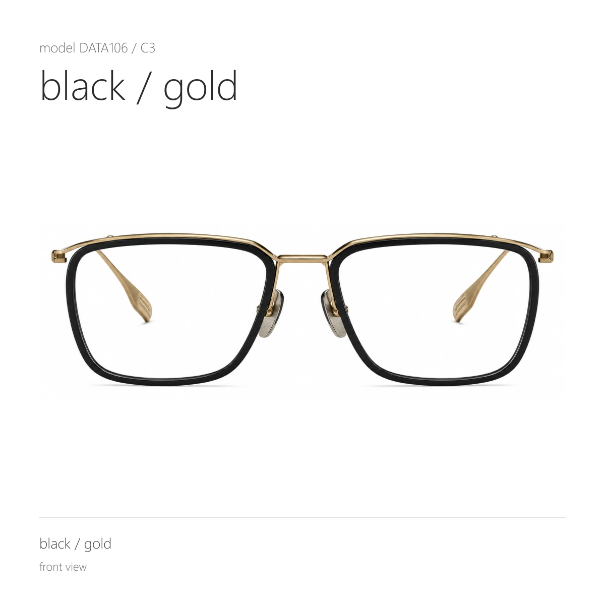 Model DATA106 in black / gold, front view