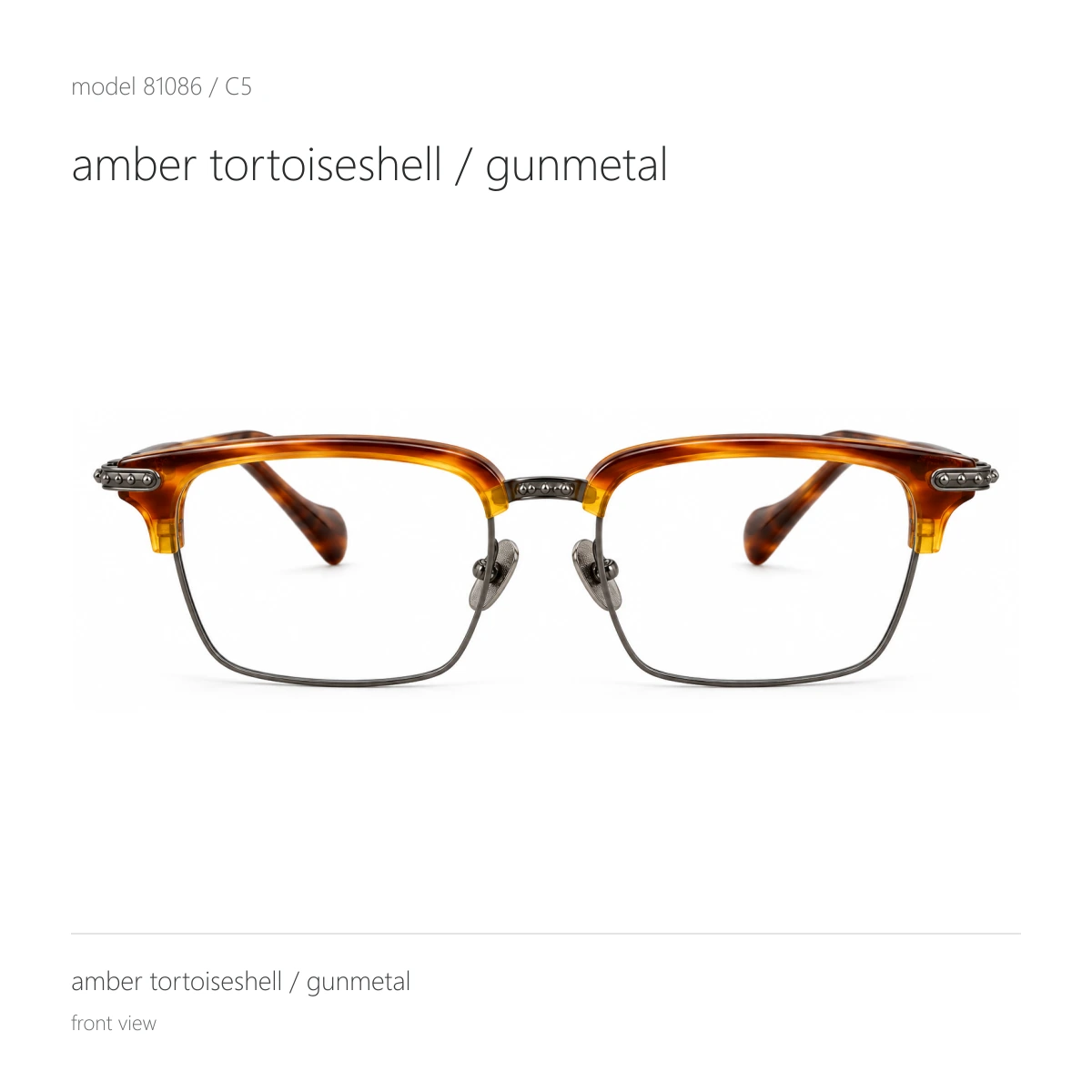 Model 81086 in amber tortoiseshell / gunmetal, front view