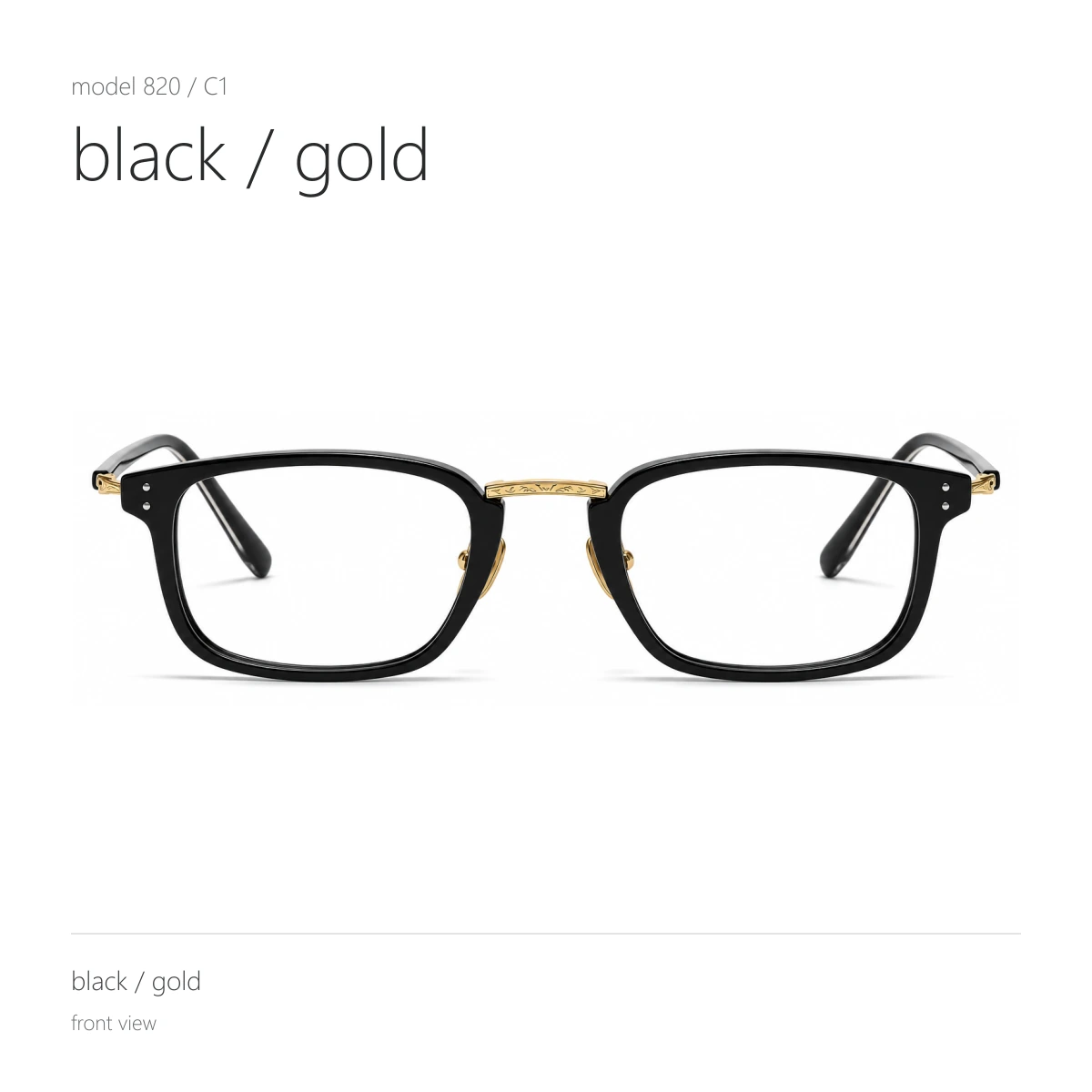 Model 820 in black / gold, front view