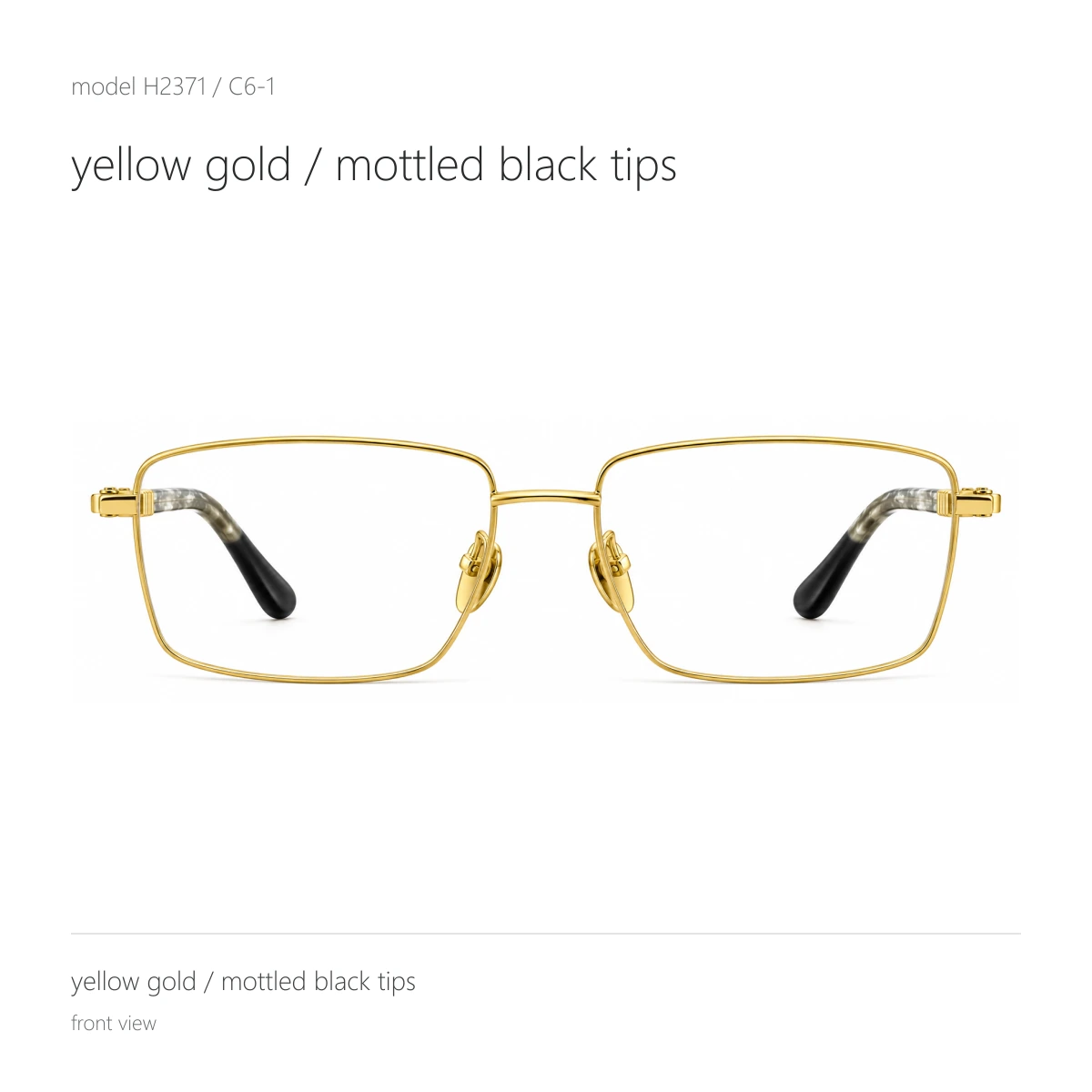 Model H2371 in yellow gold / mottled black tips, front view