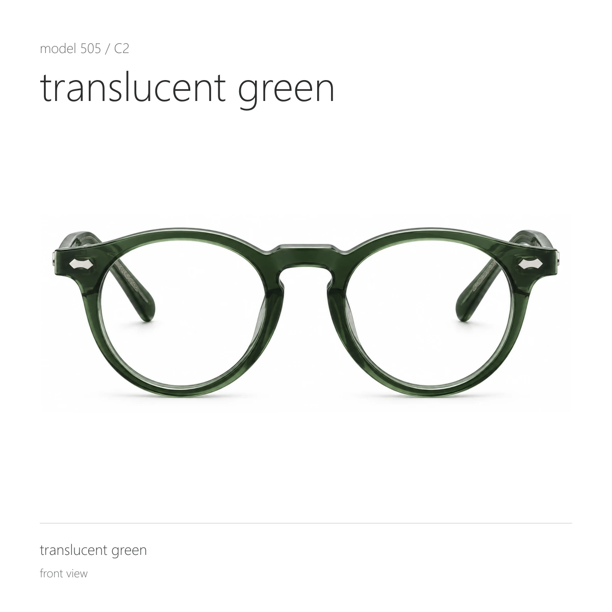 Model 505 in translucent green, front view
