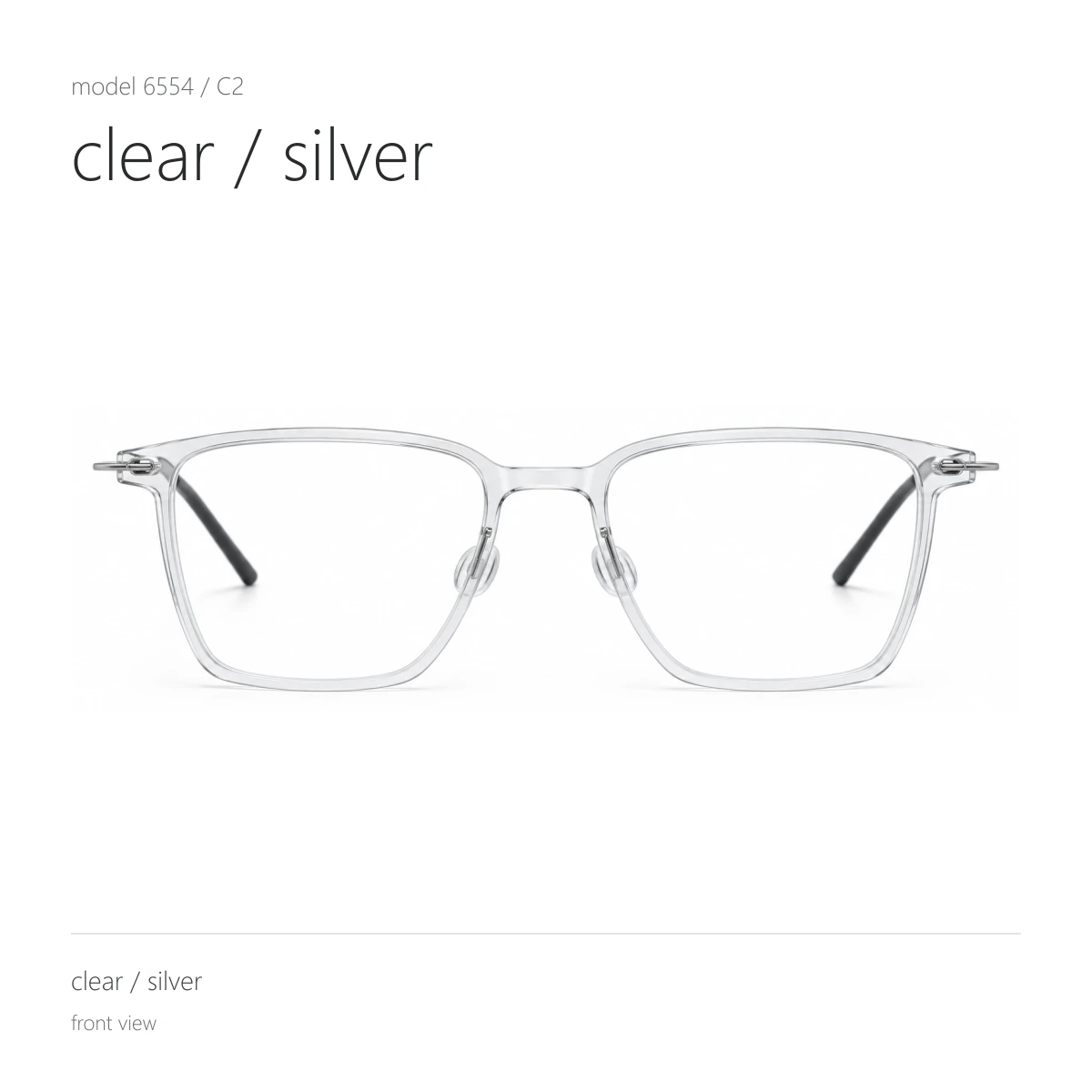Model 6554 in clear / silver, front view