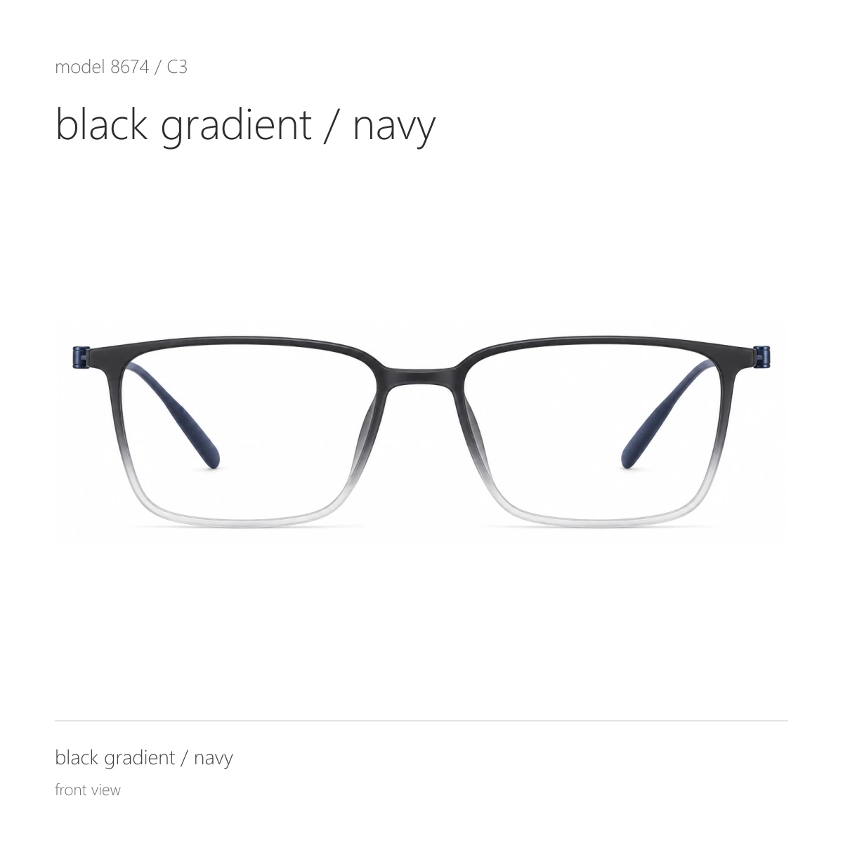 Model 8674 in black gradient / navy, front view