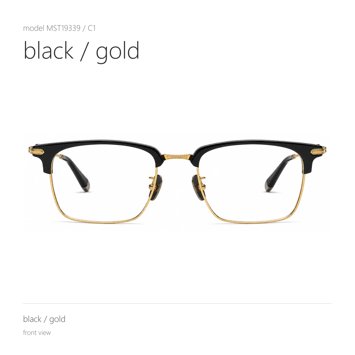 Model MST19339 in black / gold, front view