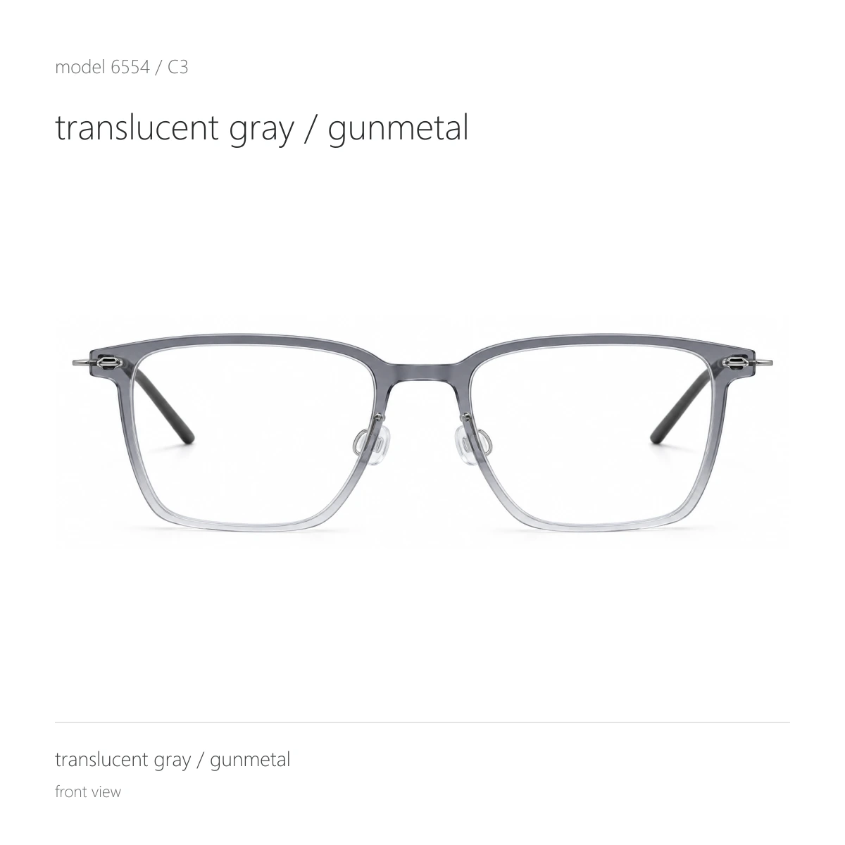 Model 6554 in translucent gray / gunmetal, front view