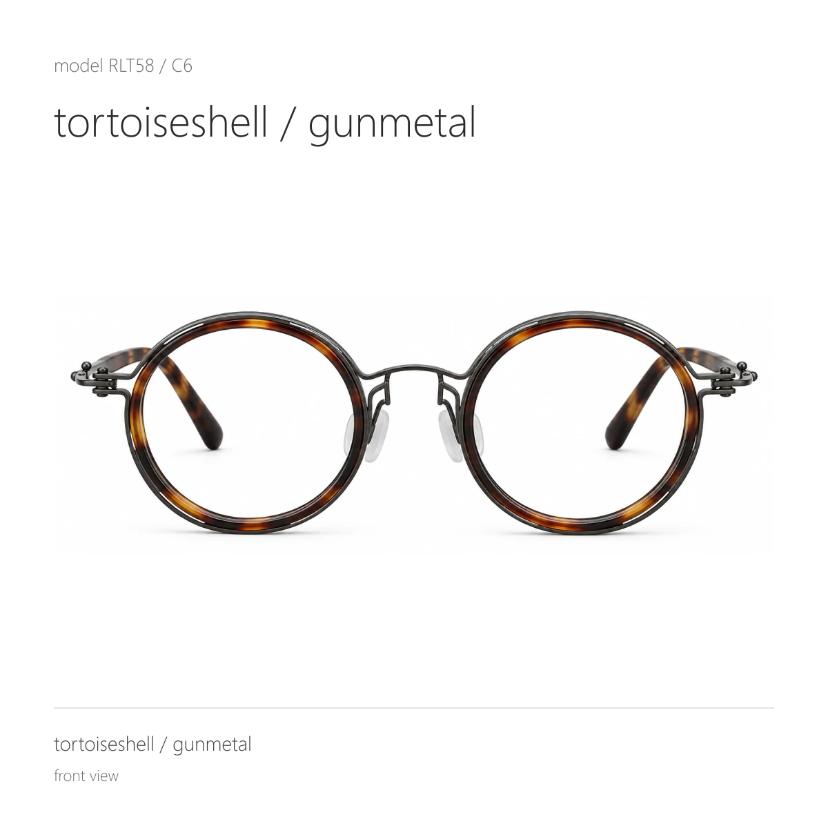 Model RLT58 in tortoiseshell / gunmetal, front view
