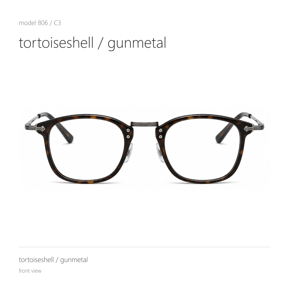 Model 806 in tortoiseshell / gunmetal, front view