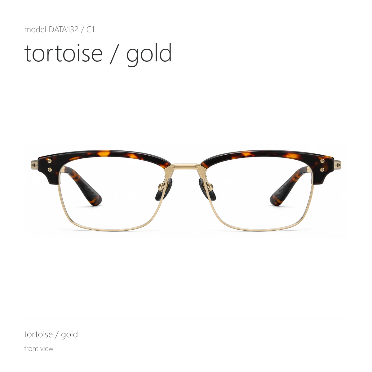 Model DATA132 in tortoise / gold, front view