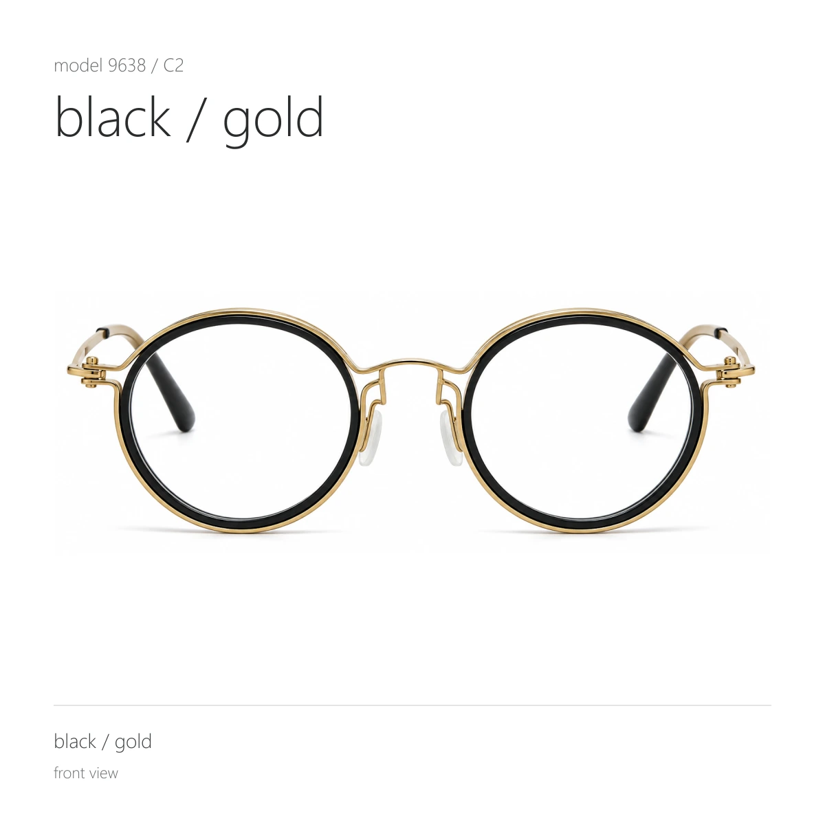 Model 9638 in black / gold, front view