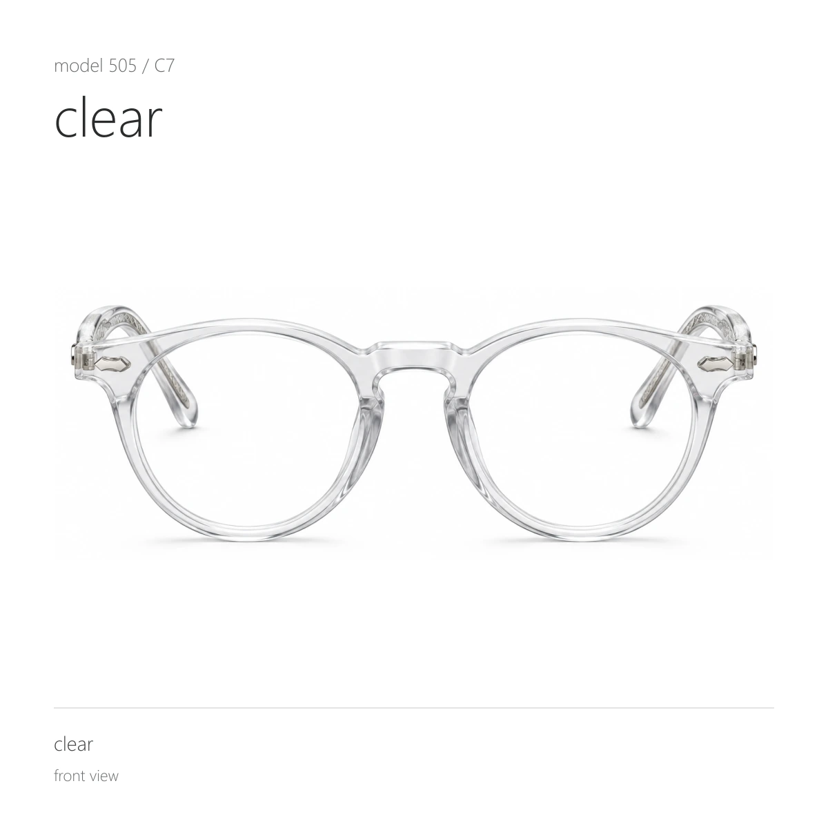 Model 505 in clear, front view