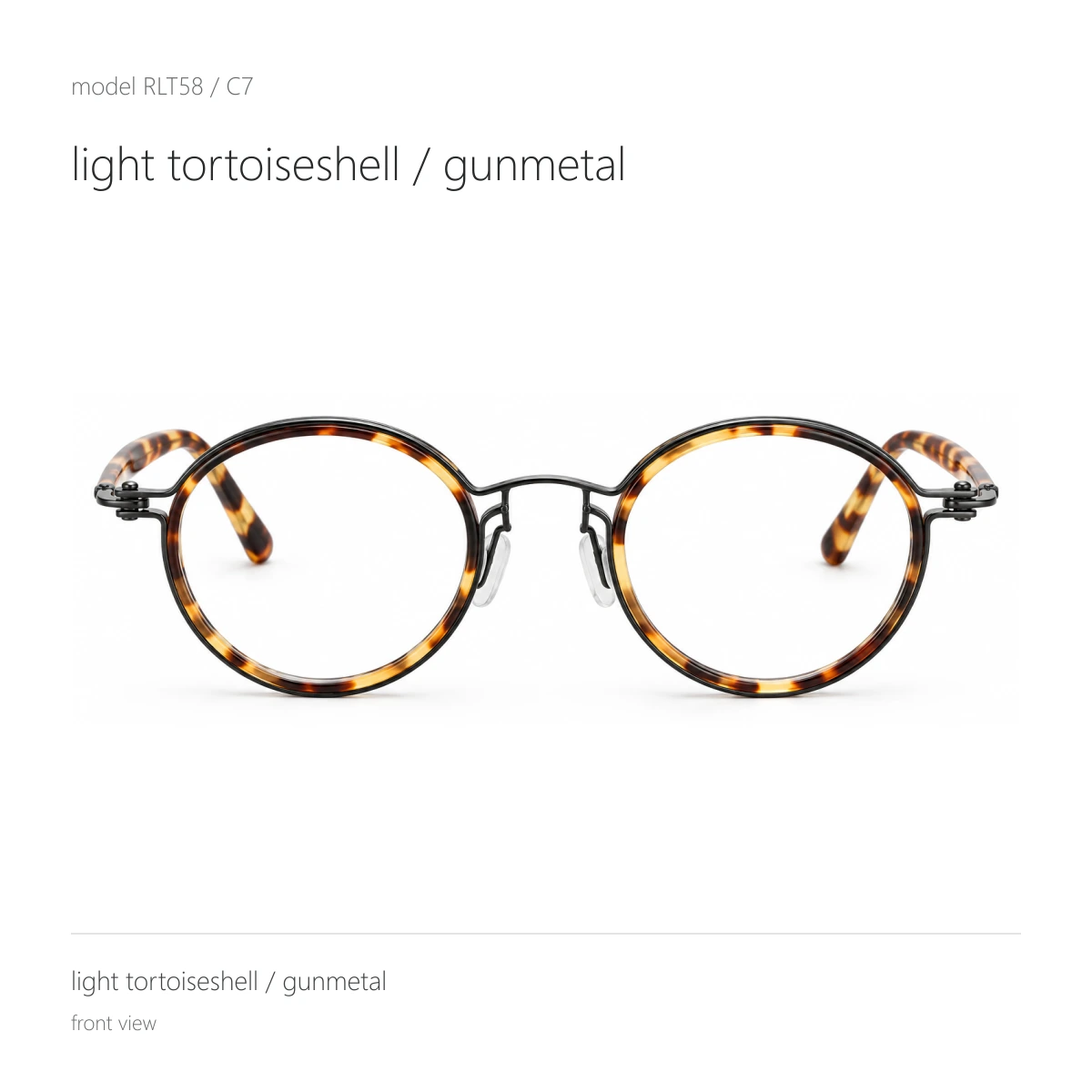 Model RLT58 in light tortoiseshell / gunmetal, front view