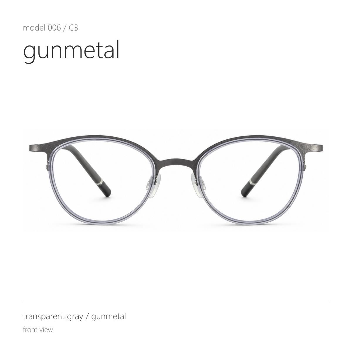 OEM 006, transparent gray / gunmetal, frame view