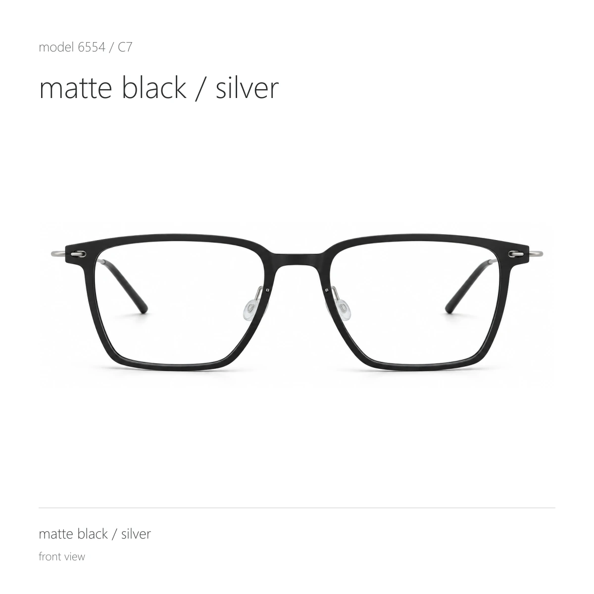 Model 6554 in matte black / silver, front view