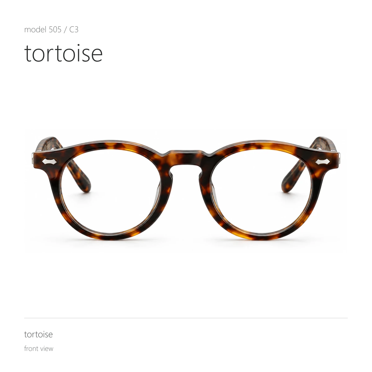 Model 505 in tortoise, front view