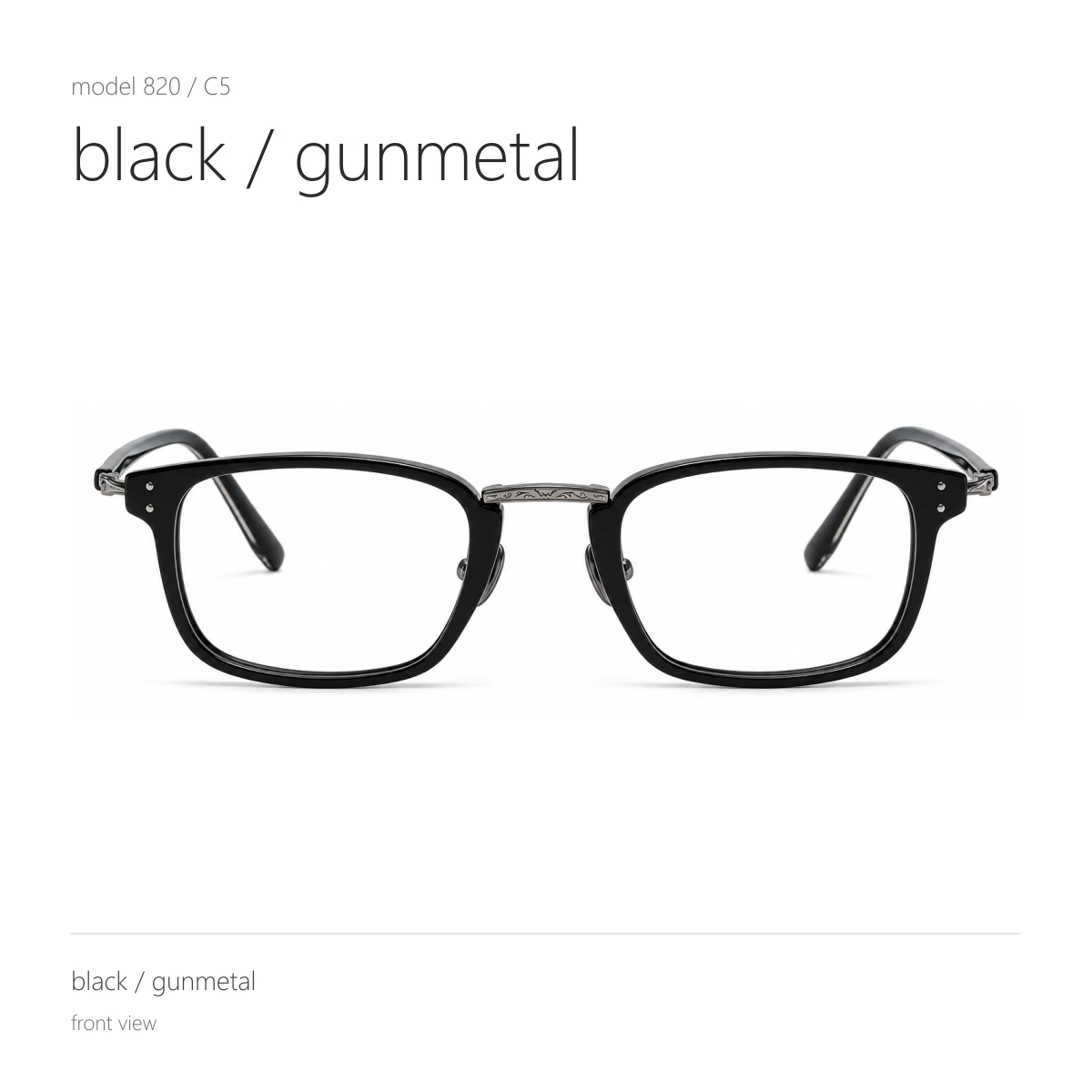 Model 820 in black / gunmetal, front view