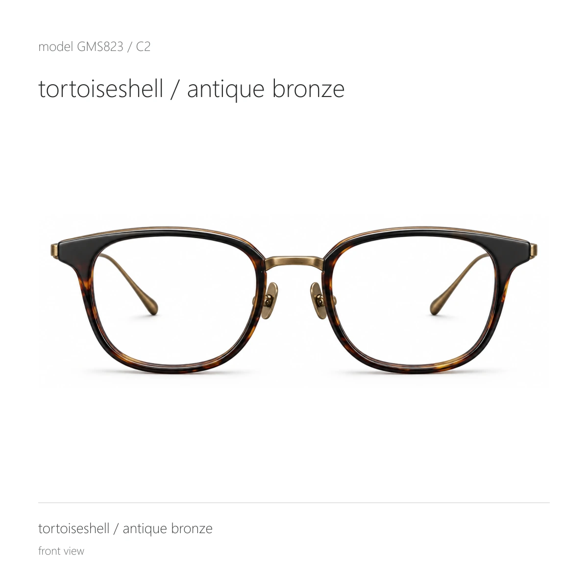 Model GMS823 in tortoiseshell / antique bronze, front view