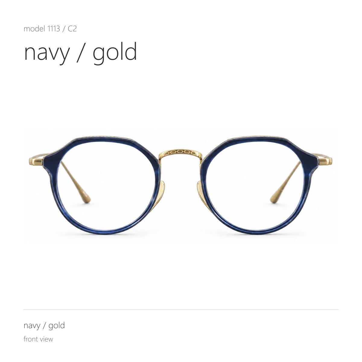 Model 1113 in navy / gold, front view
