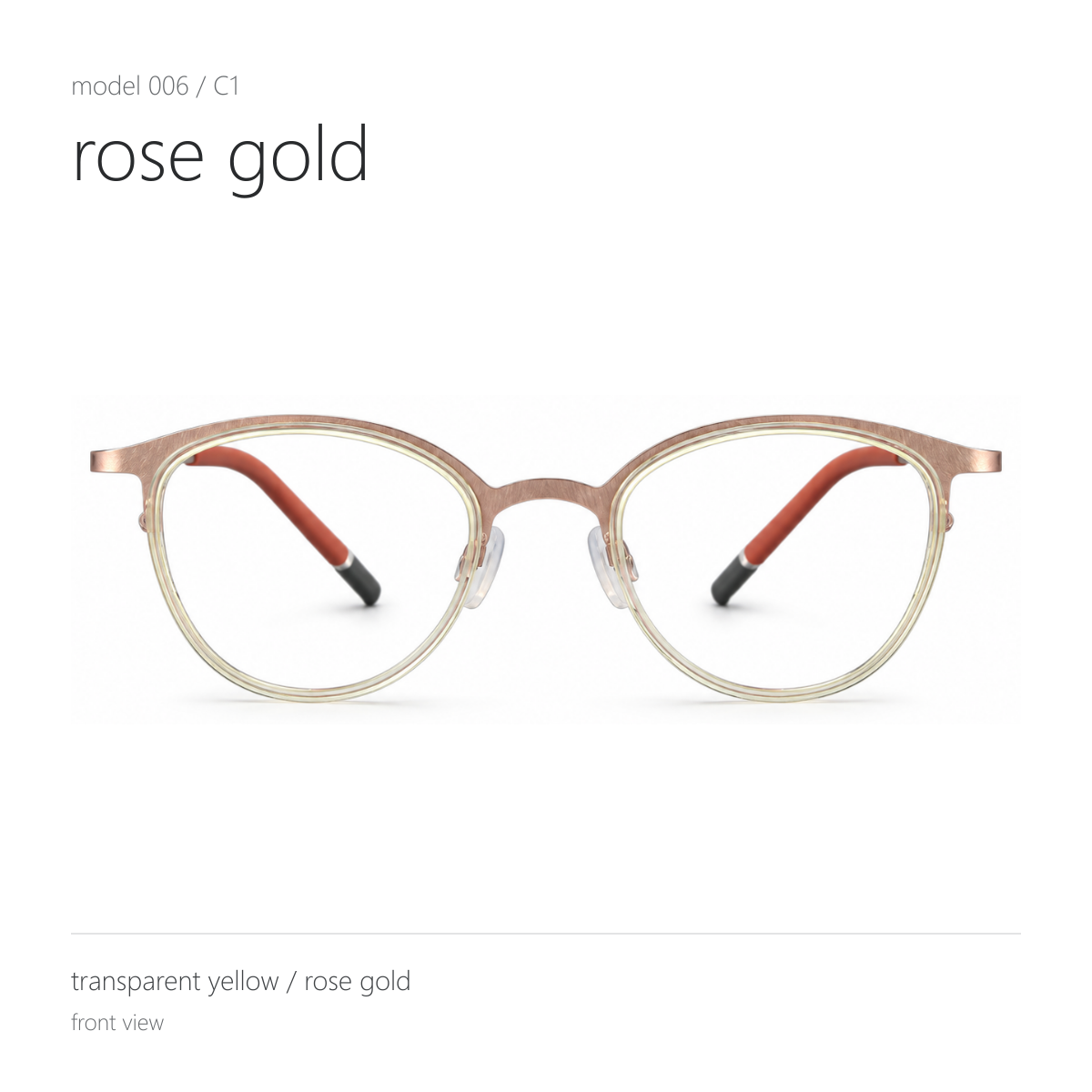 OEM 006, transparent yellow / rose gold, frame view