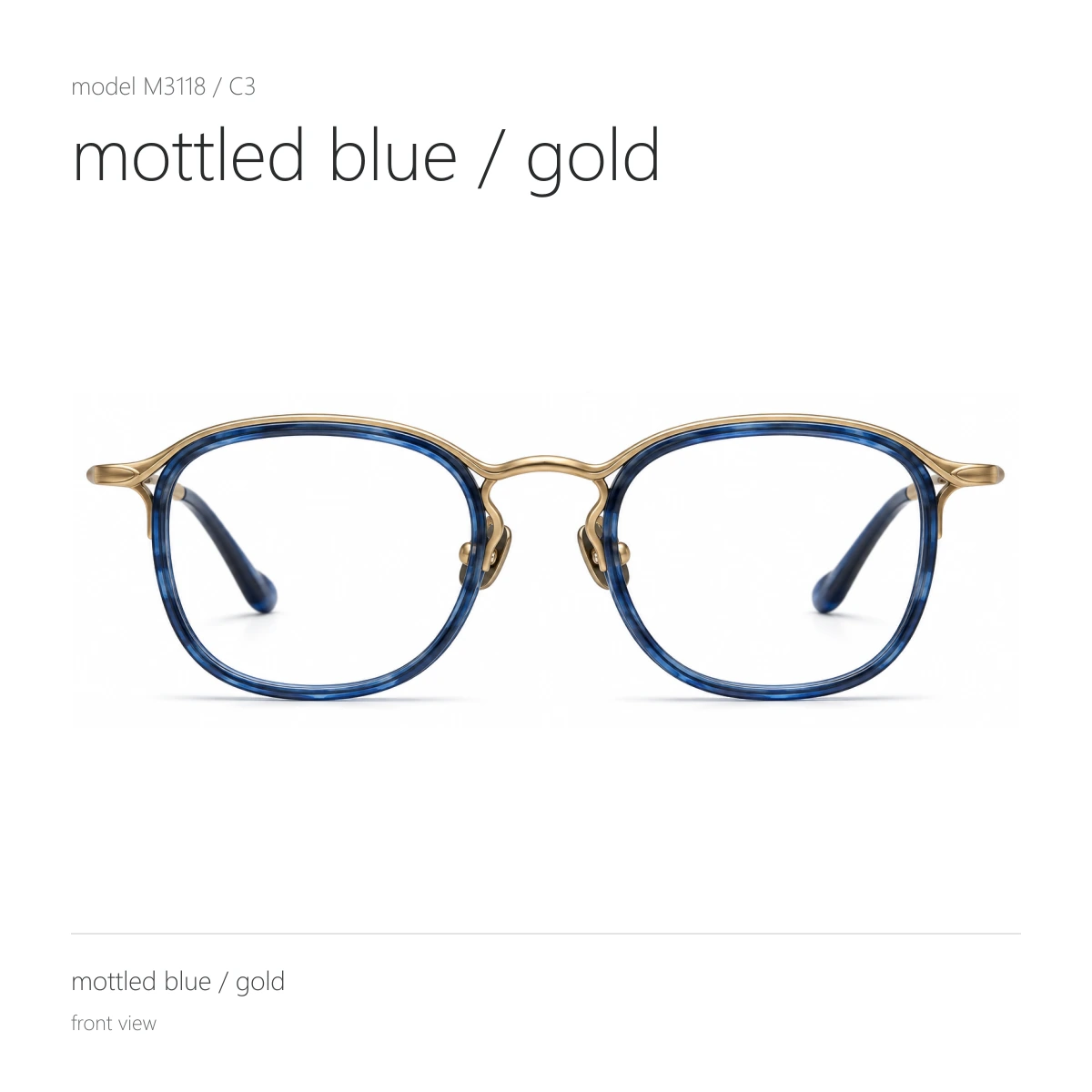 Model M3118 in mottled blue / gold, front view