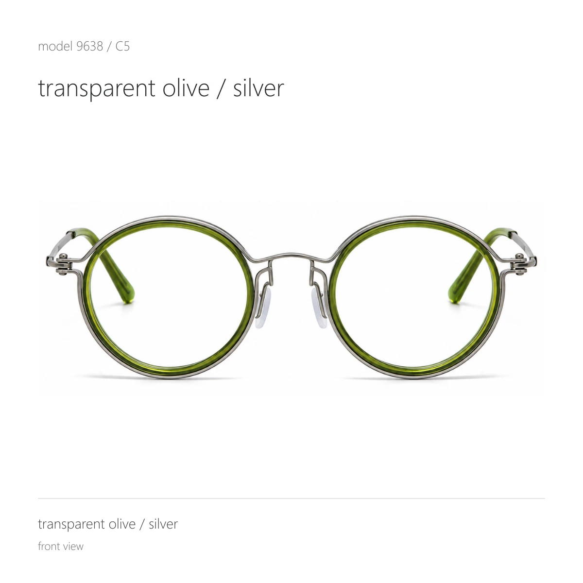 Model 9638 in transparent olive / silver, front view