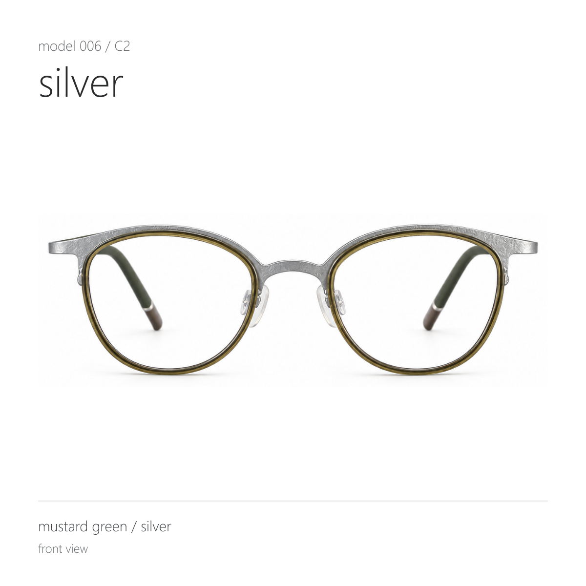 OEM 006, mustard green / silver, frame view